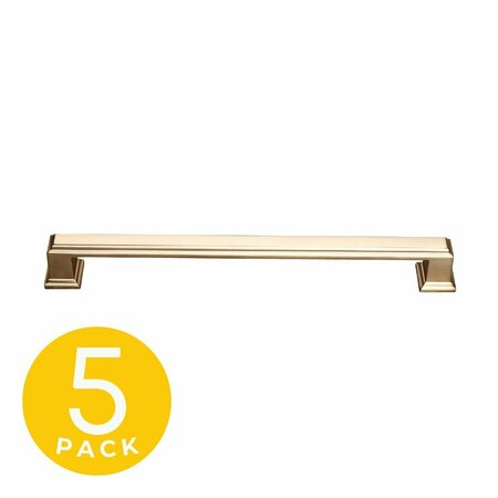 SAPPHIRE Octa Series 7-1/2 in. (192 mm) Center-to-Center Modern Gold Cabinet Handle/Pull (5-Pack) SP-2044A-192-BRA-5
